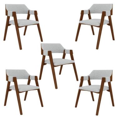 Imagem de Kit 5 Cadeiras Sala de Jantar e Jogos Carteados Madeira Maciça Poker L