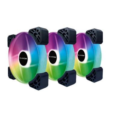 Imagem de Kit 3 Cooler Fan Hayom FC1306 RGB 120mm 12cm S/Controladora - FC1306