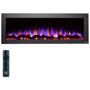 Imagem de Lareira Elétrica de Embutir L127 x A45 com Chama Realista de 3 Cores e 2 Modos de Uso, 110V, Touchstone, Preta