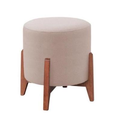 Imagem de Puff Thor Luxo Madeira Maciça Tecido Veludo Bege - Natalino Decorações