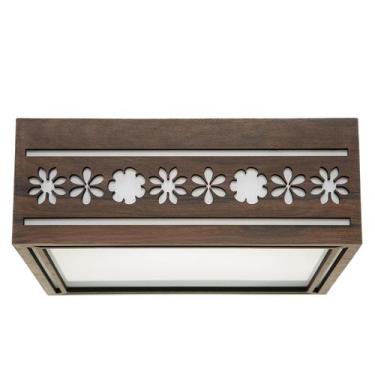 Imagem de Luminária Decorativa Madeira Plafon Porto Belo Quad 20cm - CREATUS, Pa