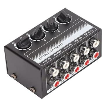 Imagem de KIMISS Portable Professional 4-Channel Passive Mixer - Mini Console de Mixagem Estéreo para Estúdios de Gravação, Palcos, Pequenos Clubes - Ideal para Equipamentos de DJ