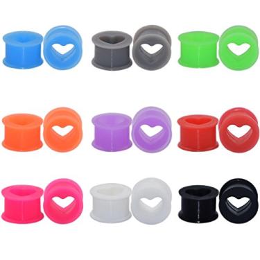 Imagem de Oyaface — Expansor de orelha flexível para alargador de carne, 18 peças, túnel de silicone, macio, túnel de coração/plugues sólidos de 6G-1"
