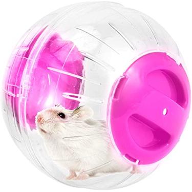 Imagem de Nova linda bola de corrida para hamsters de 12 cm bola de cristal para hamsters pequena roda silenciosa para exercícios pequenos animais pequenos bola bola de rato (rosa)