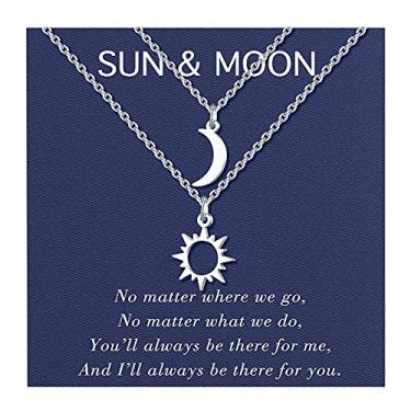 Imagem de UNGENT THEM Colares de sol e lua estrela, melhor amiga, colar pedante de amizade, presente para mulheres adolescentes (prata/ouro), Metal