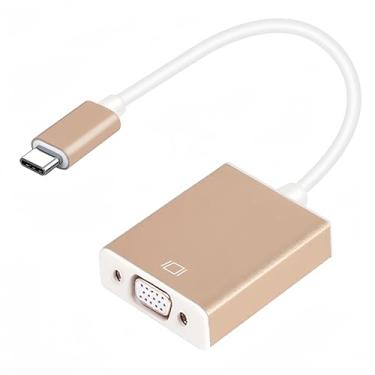 Imagem de LBSC Adaptador USB C para VGA para monitor, cabo adaptador VGA para USB C, conversor tipo C compatível com MacBook Pro, MacBook Air, iPad Pro, telefone, projetor, TV (dourado, 7 polegadas)