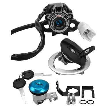 Imagem de TIKSCIENCE Conjunto de chaves de trava de assento de tampa de gás combustível para Kawasaki Ninja 400 Z400 2018 2019 2020 2021 2022 2023 trava completa de carro