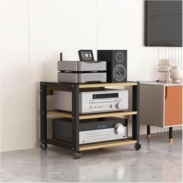 Imagem de Rack Hi-Fi, prateleira AV, rack de áudio, rack estéreo, suporte de mídia de 3 a 5 níveis gabinete de componentes de áudio/vídeo para caixas de cabos, leitores de DVD, dispositivos de streaming,