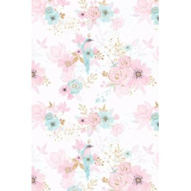 Imagem de Pink Wedding Flowers Notebook Journal Blank Wide Ruled Pages Paper Composition Book Daily Planner Notes