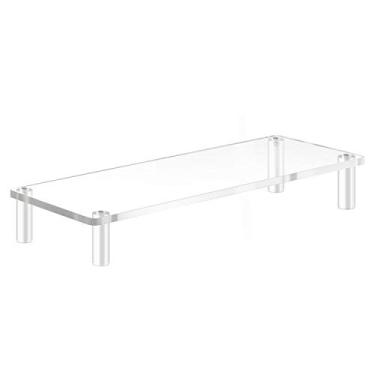 Imagem de Suporte para monitor de acrílico Yestbuy para laptop, iMac, PC, impressora, ergonômica de mesa, trabalho de mesa de acessórios domésticos para escritório plataforma economiza espaço (50 x 19 cm)