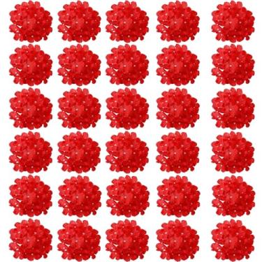 Imagem de Sumupa Sem Hastes 32 Cabeças de Hortênsia de Seda Flores Artificiais Hortênsia Flores Falsas Sem Hastes para Decoração de Casa (Vermelho)