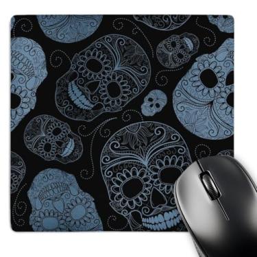 Imagem de 3dRose Mouse pad LLC 20 x 20 x 0,65 cm, arte Blue Sugar Skulls Day of The Dead (mp_110444_1)