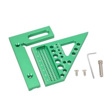 Imagem de [Régua de Medição Multiângulo 3D] Fabricada Em Liga de Alumínio, Escala Métrica Verde, Calibração, Marcação para Projetos de Marcenaria, Adequada para Qualquer Objeto