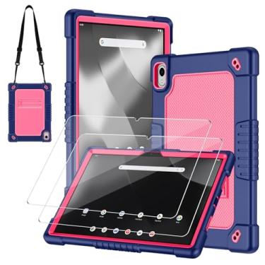 Imagem de Kebiory Capa para Walmart Onn 27.9 cm Tablet Pro 2024/Onn 27.9 cm Tablet Pro (100146660) 2024, compatível com crianças, com alça de ombro, 2 peças, protetor de tela de vidro temperado (azul marinho +
