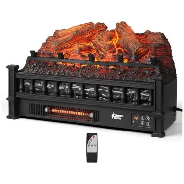 Imagem de Lareira Elétrica Ecológica 23" 58 cm com Controle Remoto, Cama de Brasa de Limão Realista, Termostato e Temporizador, 110V 1500W, TURBRO