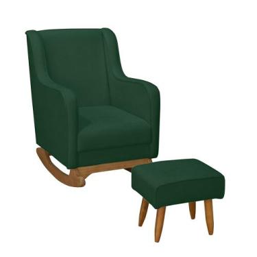 Imagem de Poltrona Amamentação c Balanço Puff Aquila Boucle Green - Ideal Moveis