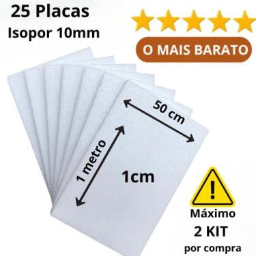 Imagem de 25  Placas de Isopor 10mm 100cm x 50cm x 1cm Forro COMPRAR 2 KIT POR V