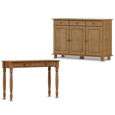 Imagem de Conjunto Sala: Balcão 3 Portas 3 Gavetas e Aparador 2 Gavetas Freijó Rubi Madeira Pinus - Finestra