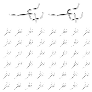 Imagem de Yauhar Conjunto sortido de 50 peças de ganchos de quadro de 5 cm/5 cm, ganchos de placa de metal com passo de orifício de 2,5 mm, gancho para pendurar na parede de estrutura de 4 mm de diâmetro para