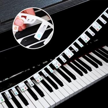 Imagem de Adesivos removíveis para teclas de piano, adesivos de silicone coloridos de 61 teclas, etiquetas de notas para iniciantes, adesivos reutilizáveis para teclado de piano sem necessidade de adesivos