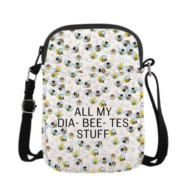 Imagem de XYANFA Bolsa tiracolo para diabetes insulina Diabetes Fighter All My Diabetes S-hit bolsa feminina para conscientização sobre diabetes bolsa de mão, Bolsa All My Dia