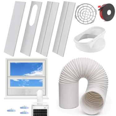 Imagem de Kit de ventilação de janela de ar condicionado portátil com mangueira de exaustão CA de 15 cm e acoplador, kit de janela deslizante ajustável, mangueira de 159 polegadas de comprimento para dutos,