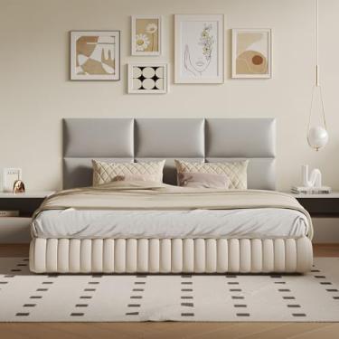 Imagem de MAQQL Painéis de cabeceira estofados montados na parede, cinza claro, 61 x 30 cm, pacote com 12 – estofamento à prova de som de couro sintético DIY para camas king, queen ou casal, painéis de parede