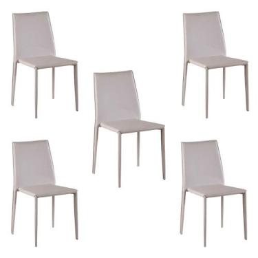 Imagem de Kit 5 Cadeiras Decorativas Sala e Cozinha Karma PVC Nude G56 - Gran Be