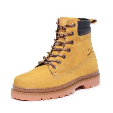 Imagem de Bota Coturno Cano Alto Masculina Trilha Trabalho Resistente Amarelo - 