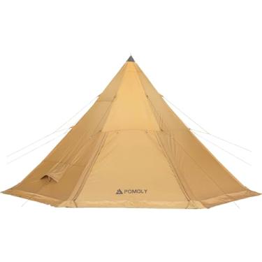Imagem de POMOLY Tipi Tent Barraca quente de acampamento, Bromance 70 Tenda para 2-4 pessoas caminhadas mochila com 3 macacos de fogão (sem barracas internas)