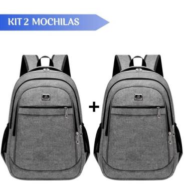 Imagem de Kit 2 Mochilas Bolsa Viagem Resistente Coreana Masculina Feminina - Co