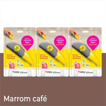 Imagem de Rejunte Renova Fácil Pronto Para Uso Quartzolit 120ml Kit 3, Marrom Ca