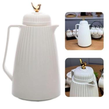 Imagem de Garrafa De Café Térmica Dove Branca 1l Pássaro Dourado Wolff