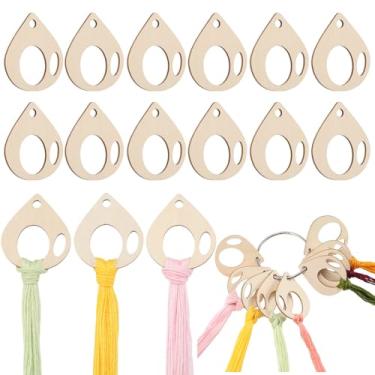 Imagem de GORGECRAFT 100 peças de gotas de fio de bordado em gota de madeira bobinas de ponto cruz 5 x 4,4 cm placa de enrolamento cartão bordado organização de fios com anel de fio dental para artesanato DIY