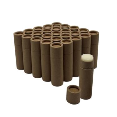 Imagem de GreenWay 0,3 oz / 8,5 g Kraft Papelão Lip Balm Tubos com Tampa - Pacote com 25 Tubos de Brilho Labial Recarregáveis DIY Recipientes Cosméticos - Recipientes para Bálsamo Labial Suporte Vazio - Marrom