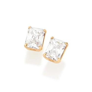 Imagem de Brinco Rommanel Solitário Retangular com Cristal 526984, Branco