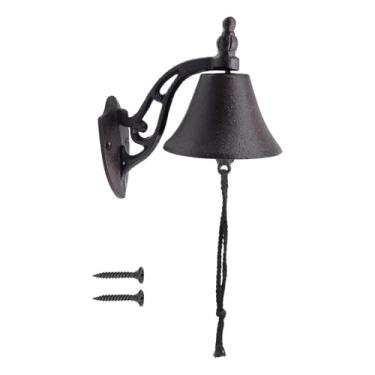 Imagem de Wswqop Cinela de canto de ferro fundido decoração de pendura de parede antiga sino de porta de entrada para casa em casa e jardim externo do lado de fora do