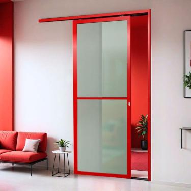 Imagem de Porta de Correr Suspensa 210x100cm Vidrao Dir L.25 Vermelho