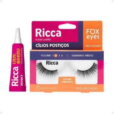 Imagem de Cílios Postiços + Cola Branca Ricca Belliz Fox Eyes Olhar Vibrante Vol