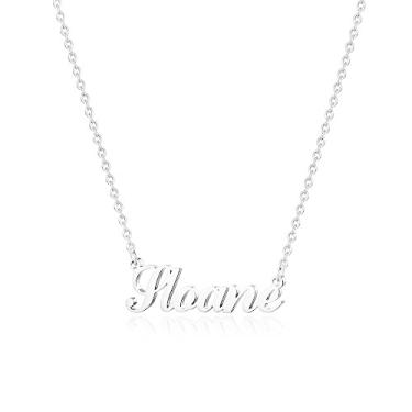 Imagem de Hidepoo Colar com nome personalizado – Colar com pingente de nome de aço inoxidável, corrente delicada com nome de letra, joias personalizadas, presentes para mulheres, Metal
