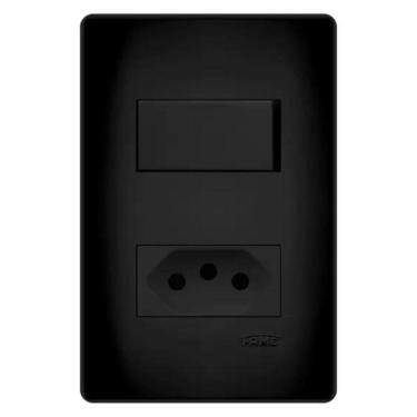 Imagem de Conjunto Fame Habitat Black - Interruptor Simples 16a, Tomada 2p+t 20a