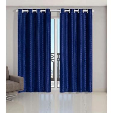 Imagem de Cortina Voil Xadrez Sala, Quarto E Cozinha 6,00 X 2,80 Azul