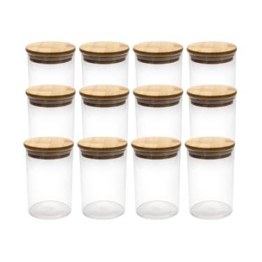 Imagem de Pote Vidro Borossilicato Hermético Tampa Bambu Mantimento Tempero Empilhável Cozinha 640 ML