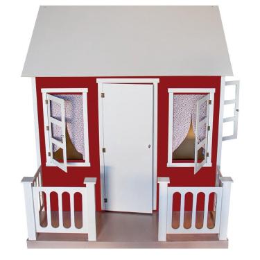 Imagem de Casinha De Brinquedo Com Cercado E Cortinas Vermelho/branco