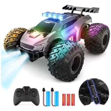 Imagem de Carrinho de Controle Remoto 4x4 Off Road, com Luzes de LED, Recarregável, EPOCHAIR, Preto