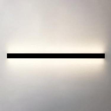 Imagem de HOSETEON Arandela de parede longa preta moderna, arandelas lineares de parede, interior com controle remoto, luzes de parede reguláveis sala g corredor