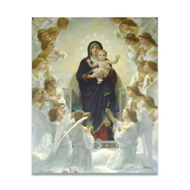 Imagem de Arte de parede Virgem Mãe Maria e Cristo Jesus Vida Filho de Deus Pôster Católico Cristão Senhor Pintura Religiosa Imagem da Bíblia para Sala de Estar Igreja Pinturas Modernas Arte Decorativa 40 x 30
