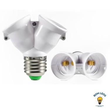 Imagem de Soquete Bocal Duplo Tipo Y Adaptador E27 Prático Para Duas Lâmpadas - 