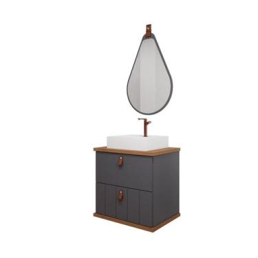 Imagem de Gabinete de Banheiro Milano 60 com Espelho Gota Titanium/Freijo - MGM