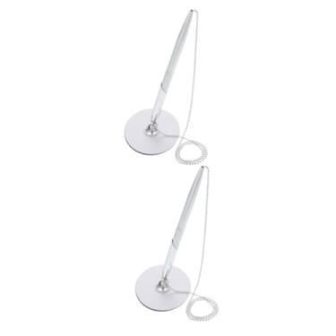 Imagem de 4 canetas de assinatura para livro de hóspedes, caneta rotativa, para hotéis, materiais escolares, escritório, suporte para caneta, caneta fixa, caneta de gel preta, delicada para negócios, caneta de